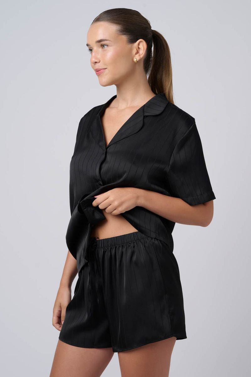 סט פיג'מה סאטן פסים - Image 2