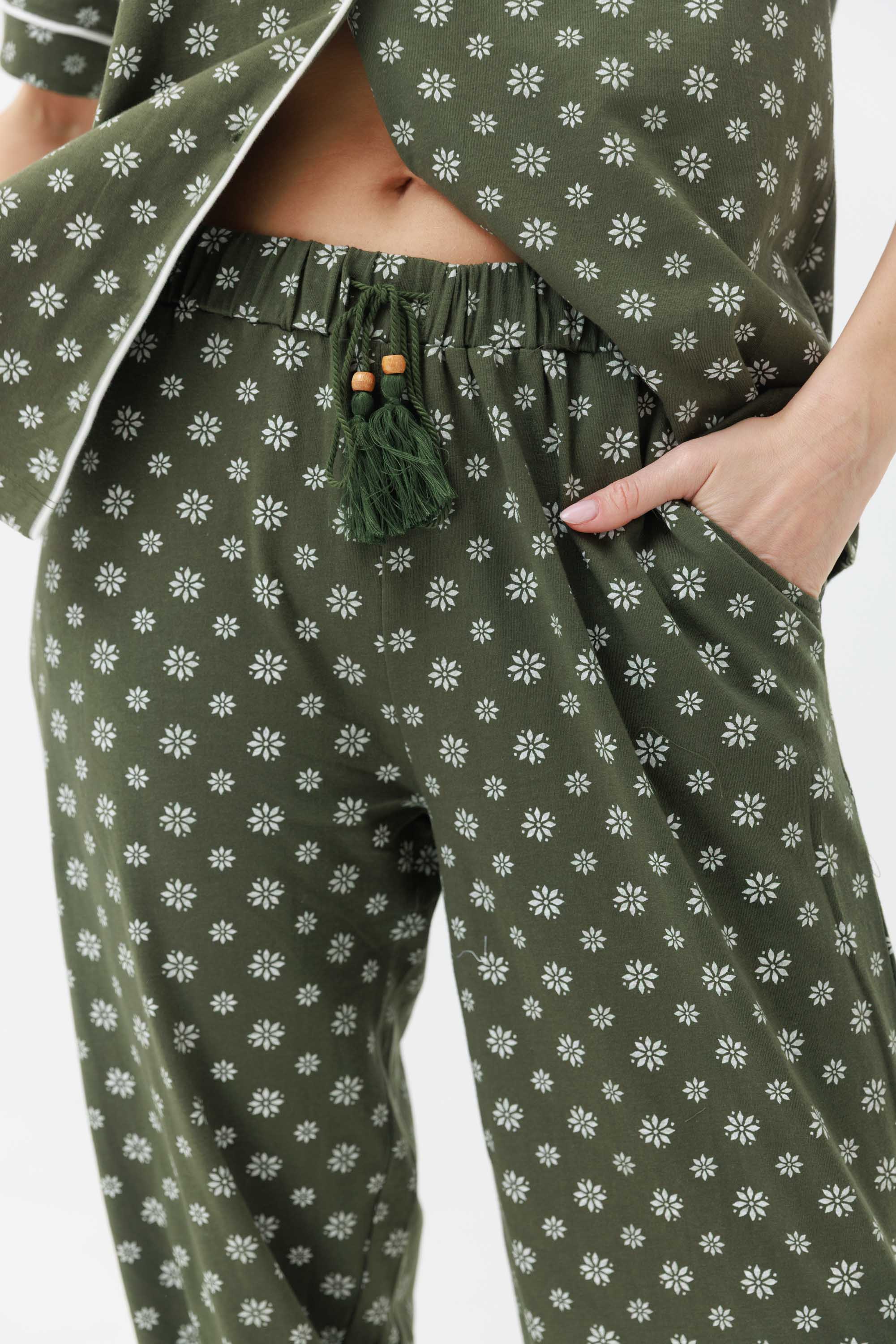 סט פיג'מה  מכופתרת 100%  כותנה - Image 4