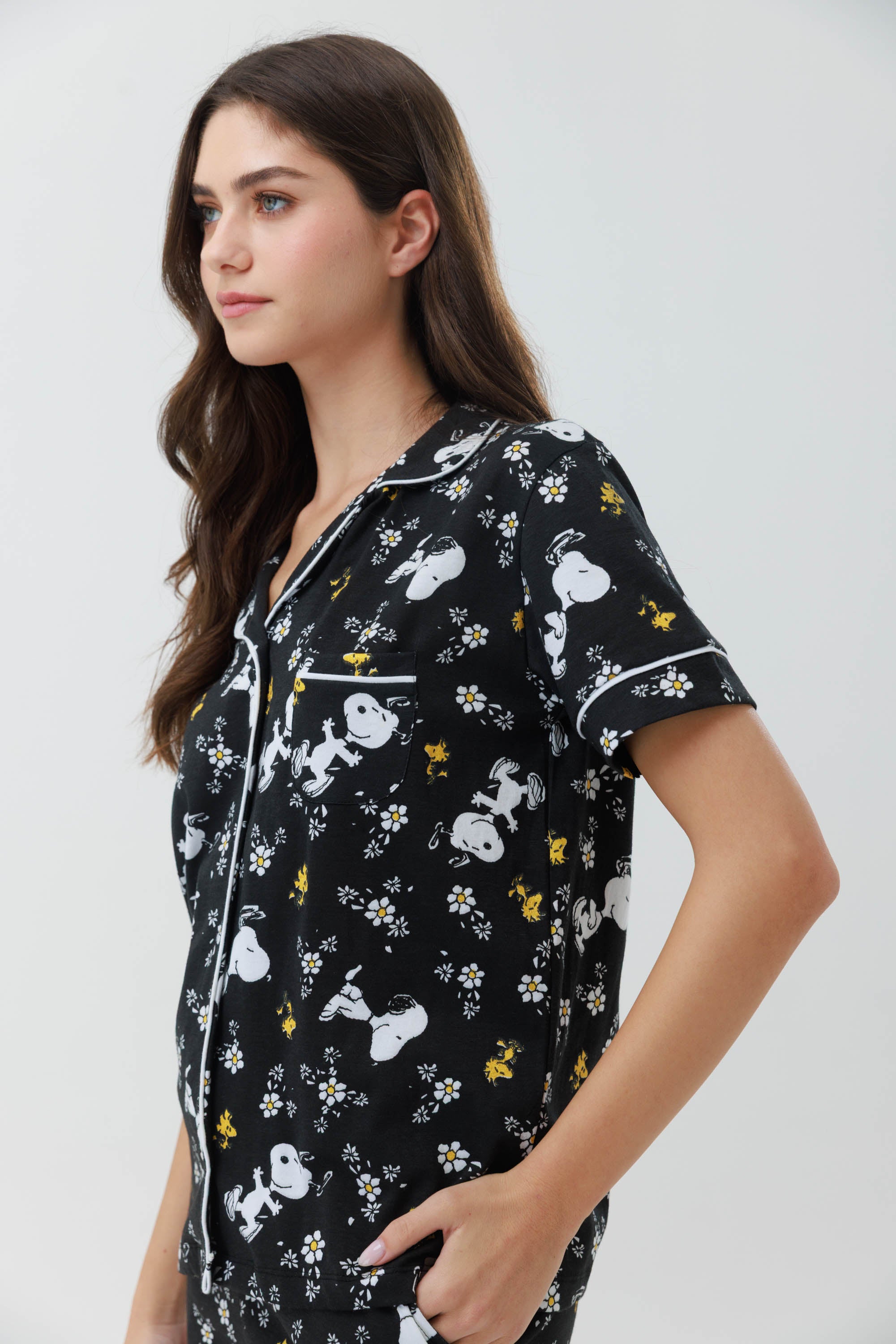 סט פיג'מה קיץ מכופתרת  סנופי 100% כותנה - Image 4